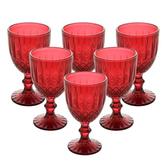 Imagem da oferta Conjunto 6 Taças De Água Greek 320ml Vermelha Vidro - Wolff