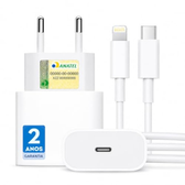 Imagem da oferta Kit Carregador Turbo 25W Compativel cI.Phone 8 X Xr 11 12 13 14 Pro Max Linha Premium com Cabo USB-C, Saída iOS + Fonte Carregador Ultra Rápido, Tec