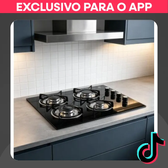 Imagem da oferta Cooktop a Gás 4 Bocas com Queimador Ultra Chama 3300W Mesa de Vidro Temperado Preto