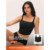 Imagem da oferta LUVLETTE Top Regata Básica Preta Sem Costura 2 em 1 com Sutiã Embutido Decote Quadrado Sem Costas e Longline para De