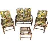 Imagem da oferta Cadeiras Bambu 4 Lugares Com Braços - Jogo Sofá Jardim