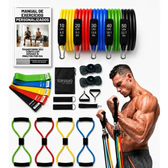 Imagem da oferta Kit 20 Itens Esportivos Para Treino Em Casa Academia Fitness Funcional Com Elásticos Extensor Puxadores Massageador Faixas Elásticas Mini