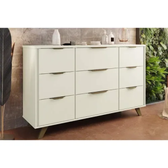 Imagem da oferta Cômoda Solteiro Olimpia 9 Gavetas C Pés Off White - Europa