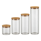 Imagem da oferta Potes Herméticos Porta Mantimentos Com Tampa De Bambu Vidro Bambu