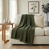 Imagem da oferta Manta Para Sofá  300 X 180 Super Grande Decorativa Luxuosa Verde Militar Liso