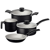 Imagem da oferta Jogo De Panelas Tramontina Turim Em Aluminio Com Revestimento Interno E Externo Em Antiaderente Starflon Max Preto 04 Peças