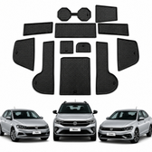 Imagem da oferta Kit Jogo Tapete Borracha Automotivo Porta Objetos Portas Porta copos Completo VW - Virtus Nivus Polo Mk6