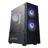 Imagem da oferta Gabinete Gamer Montech X2 Mesh Mid Tower Vidro Temperado Black Atx sem Fonte com 3 Fans RGB