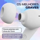 Imagem da oferta Fone de Ouvido Bluetooth Sound Pro Sem fio Branco IPX5 c Cancelamento de Ruído e 24h de Bateria branco