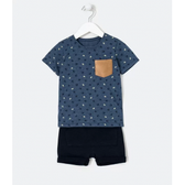 Imagem da oferta Conjunto Infantil Camiseta Estampa Leões E Bermuda Texturizada
