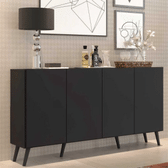 Imagem da oferta Aparador Buffet 4 Portas com Pés Retrô Veneza Multimóveis Preto