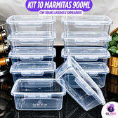 Imagem da oferta Kit 10 Marmitas Herméticas 900ml BPA Free - FreezerMicroondas