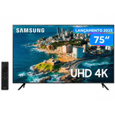 Imagem da oferta Smart TV 75” UHD 4K LED Samsung 75CU7700 2023 Wi-Fi Bluetooth Alexa 3 HDMI - UN75CU7700GXZD