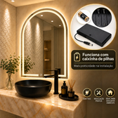 Imagem da oferta Espelho À PILHA Janelinha Oval Penteadeira com Botão Touch e 3 TONS DE LED Várias Medidas Janelinha
