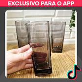 Imagem da oferta Jogo 6 Copos de Vidro 320ml Cinza Preto Texas