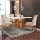 Imagem da oferta Conjunto Sala De Jantar Mesa Tampo Dakota Plus 120x80cm