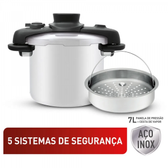 Imagem da oferta Panela de Pressão 7L Tefal Opti'Space em Inox com Fundo Triplo e Cesto de Vapor