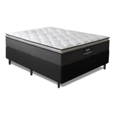 Imagem da oferta Cama Box Casal Colchão Gazin Molas Ensacadas Pillow Maximus Cinza E Preto 138x188x62cm