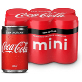 Imagem da oferta Pack de Coca-Cola sem açucar Lata 220mL 6 unidades