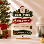 Imagem da oferta Plaquinha de Natal MDF - Vila do Noel - 18cm - 1 unidade - Rizzo