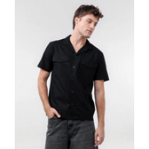 Imagem da oferta Camisa masculina regular alongada com bolsos preta | Pool