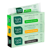 Imagem da oferta BONI NATURAL - Kit Creme Dental Natural Vegano Menta e Melaleuca + Carvão Vegetal + Hortelã e Cúrcuma Sem Fl