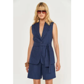 Imagem da oferta Colete Feminino Colcci Listrado Alfaiataria Azul Marinho