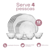 Imagem da oferta Jogo de Jantar 12 Peças New Butterfly Cristal Ecológico Lyor com Pratos Rasos Sobremesa e Bowls Lar
