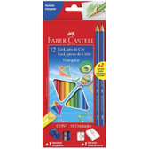 Imagem da oferta Kit Escolar Lápis de Cor Triangular Faber-Castell + 2 Lápis Max + Apontador + Borracha