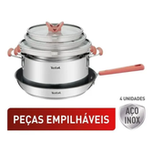 Imagem da oferta Jogo De Panelas 4 Peças Tefal Opti'space Inox Fundo Triplo