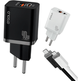 Imagem da oferta Carregador Ultra Rápido 40W com cabo turbo USB-C Carregamento Turbo Seguro e Potente com Duas Entradas USB-C e USB
