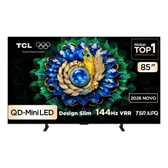 Imagem da oferta Smart TV TCL 85 Polegadas QLED Mini LED 4K A400M WiFi Bluetooth Google TV HDR10+ 144 Hz VRR 85A400M