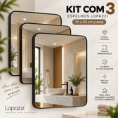 Imagem da oferta Kit C3 Espelho Moderno Lopazzi 70x50cm Alumínio Retrô Luxo