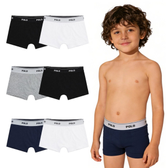 Imagem da oferta Kit 6 Cuecas Boxer Infantil Polo Cotton 100% Algodão (Tam. P ao GG, 4 Cores)