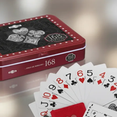 Imagem da oferta Kit 2 Jogos Baralhos Luxo Plástico Resistente Estojo De Lata Kit Preto E Vermelho