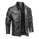 Imagem da oferta Jaqueta De Couro Masculina Slim Forrada Sem Capuz