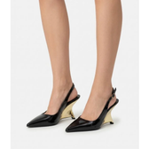 Imagem da oferta Sapato Slingback em PU com Salto Anabela Cromado