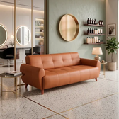 Imagem da oferta Sofá Living 3 Lugares Reforçado Barbearia Salão De Beleza Caramelo Liso
