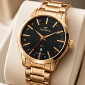 Imagem da oferta Relógio Technos Masculino Dourado De Aço Inox Analógico Com Calendário