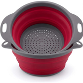Imagem da oferta Escorredor De Alimentos Redondo Retrátil Em Silicone - Cesto Dobrável Redondo Multiuso Para Macarrão E Legumes - Vermelho