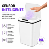 Imagem da oferta Lixeira Inteligente Automática 16L Sensor Infravermelho Recarregável USB-C 3 Modos Tampa Touch Banheiro Cozinha