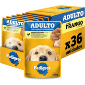 Imagem da oferta Pack Ração Úmida Pedigree Sachê Frango ao Molho para Cães Adultos 100 g - 36 unidades