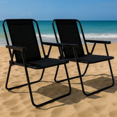 Imagem da oferta Kit 2 Cadeira De Praia Aço Pintado Até 110kg Lisa Xadrez Mor