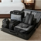 Imagem da oferta Organizador De Mala Para Viagem Kit 7 Peças Completo Preto