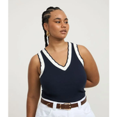 Imagem da oferta Blusa Regata em Ribana com Gola V em Retilínea Curve & Plus Size