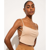 Imagem da oferta Top Cropped Canelado com Tiras Alça Fina Decote Reto Mindset Bege