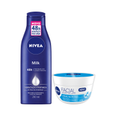 Imagem da oferta Kit Nivea Loção Corporal Milk 200ml + Creme Facial Nutritivo 100g