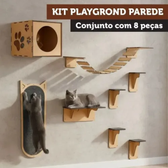 Imagem da oferta Arranhador Parede Gato Mdf Playground Kit Nicho Ponte Degrau