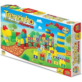 Imagem da oferta Brinquedo Educativo Trenzinho Alfabeto e Números GGB Plast - 128 Peças