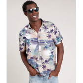 Imagem da oferta Camisa Masculina Blueman Tradicional Estampada Praiana Manga Curta Verde